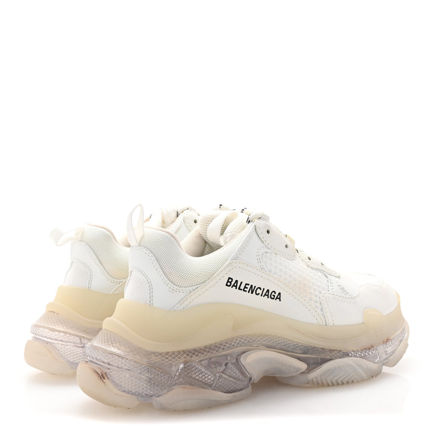 Fabric Mesh Clear Sole Womens Triple S Sneakers 37 White