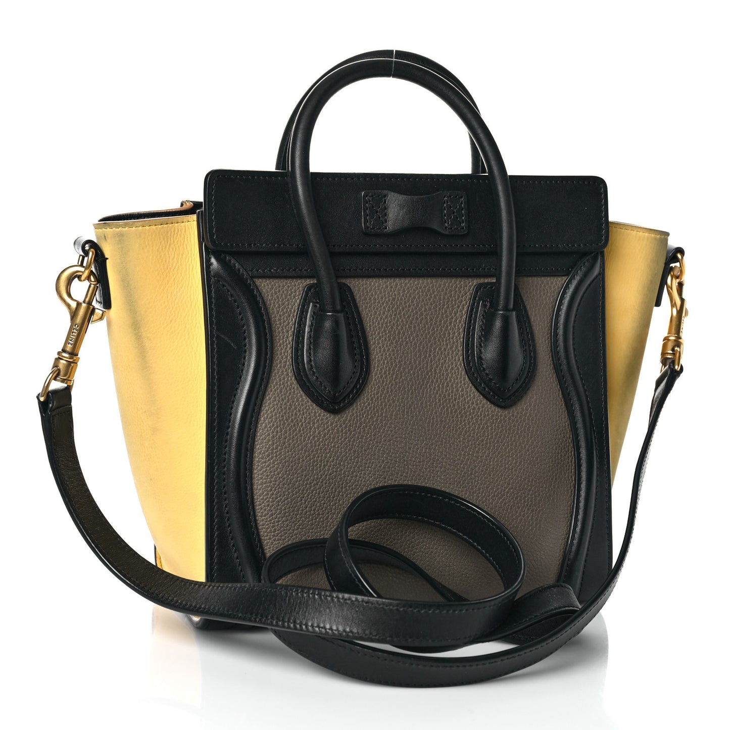 Drummed Calfskin Suede Nano Tri-Color Luggage Amber