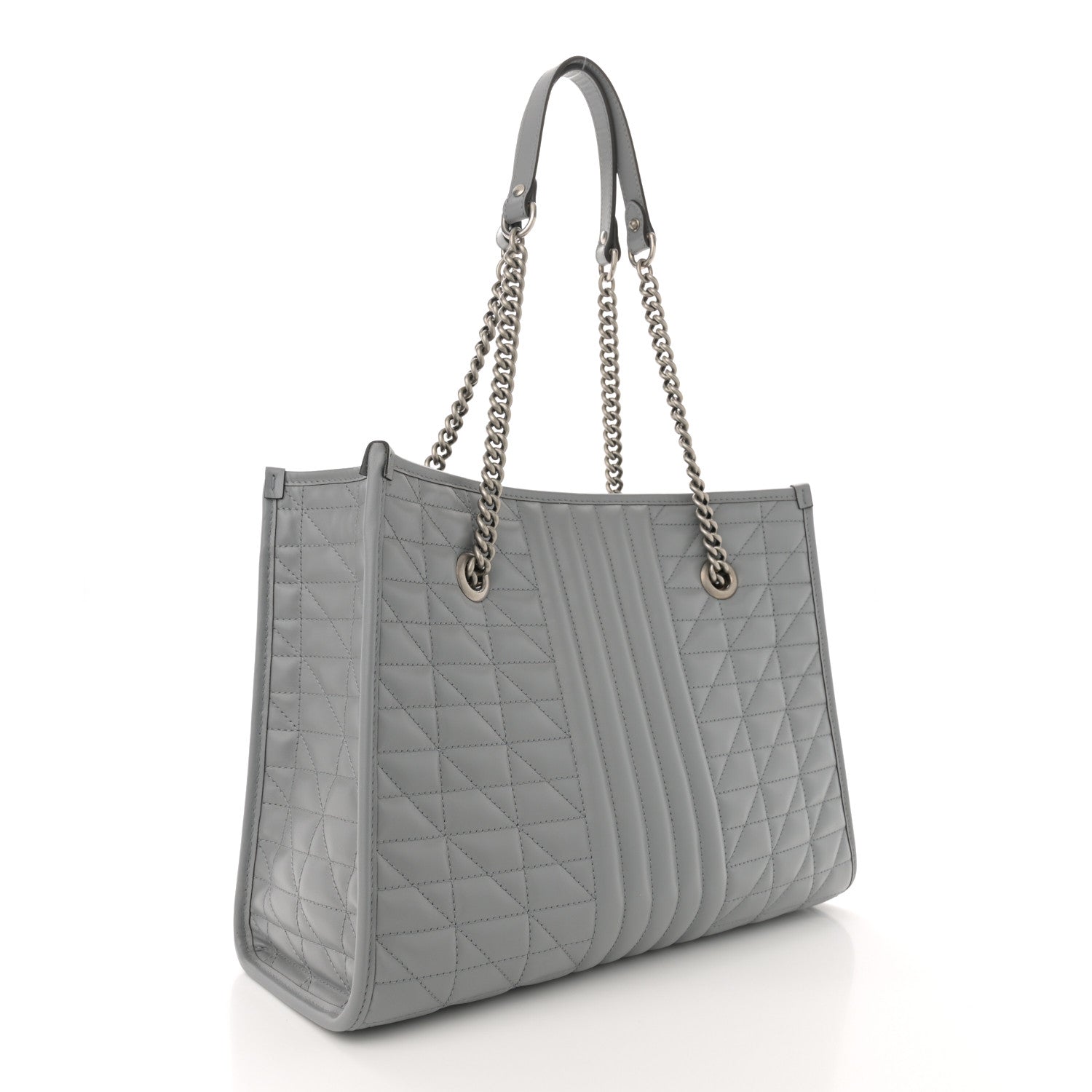 Gucci Calfskin Matelasse Aria Medium GG Marmont Shoulder Tote Deep Grey 3 of 12