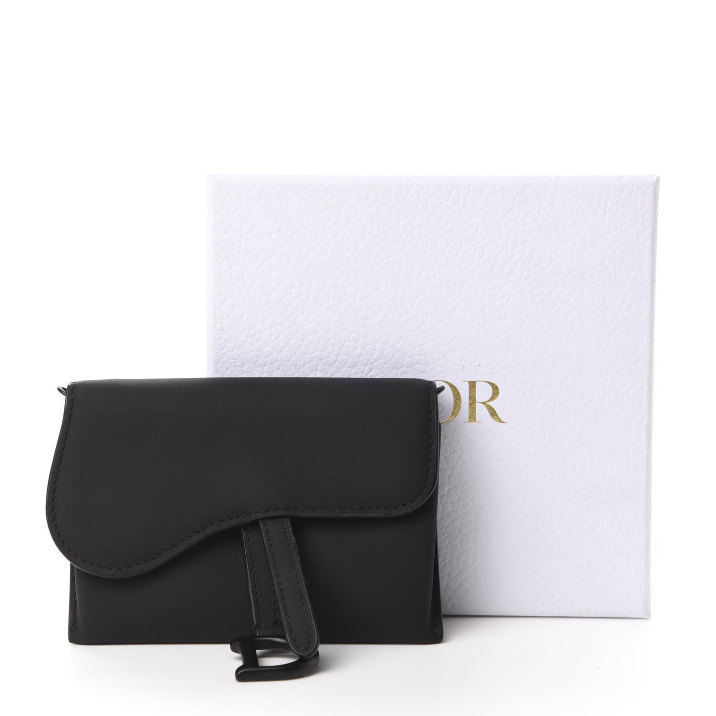 Ultra Matte Calfskin Nano Saddle Chain Pouch Black