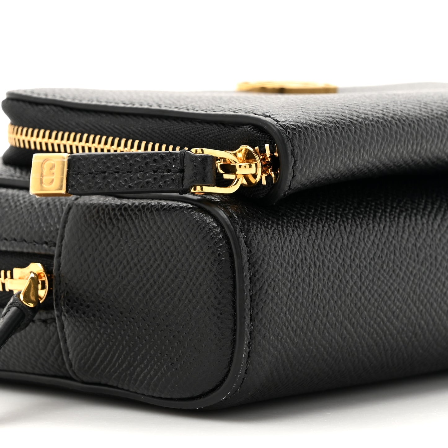 Grained Calfskin Caro Double Pouch Black