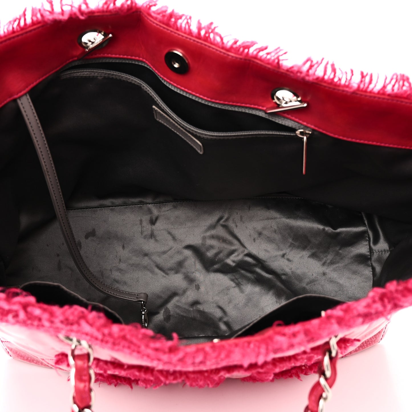 Vinyl Quilted Funny Tweed Tote Fuchsia