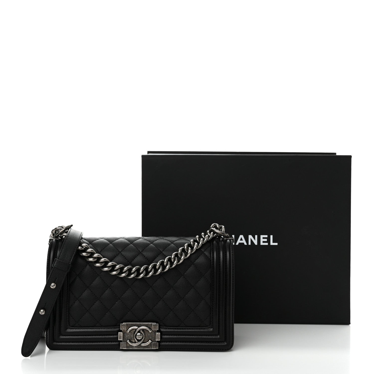 Chanel Caviar Quilted Medium Boy Flap Black 12 of 12