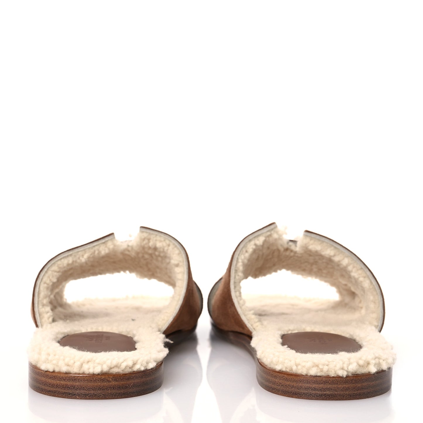 Suede Goatskin Shearling Mens Izmir Sandals 43 Marron Teck Ecru