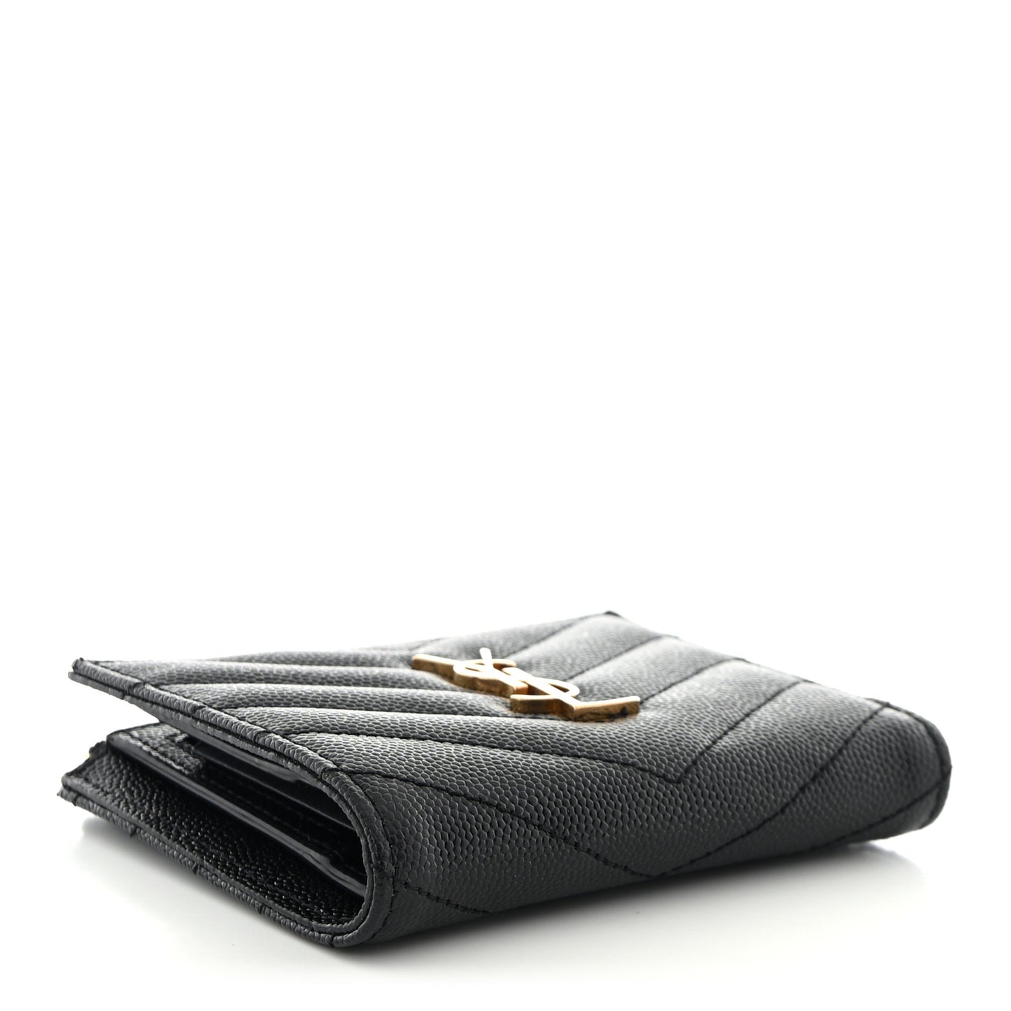 Grain De Poudre Matelasse Chevron Monogram Zipped Card Case Black
