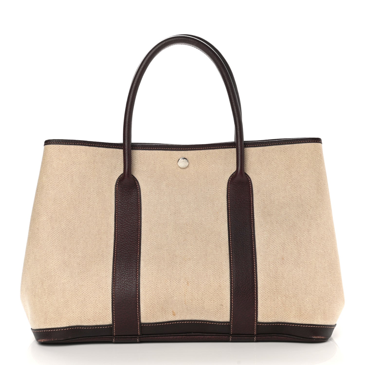 Hermes Buffle Skipper Toile Garden Party 36 MM Tote Marron Fonce 1 of 14