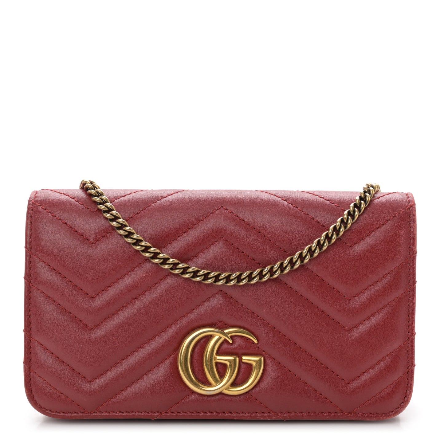 Calfskin Matelasse GG Marmont Mini Bag Hibiscus Red