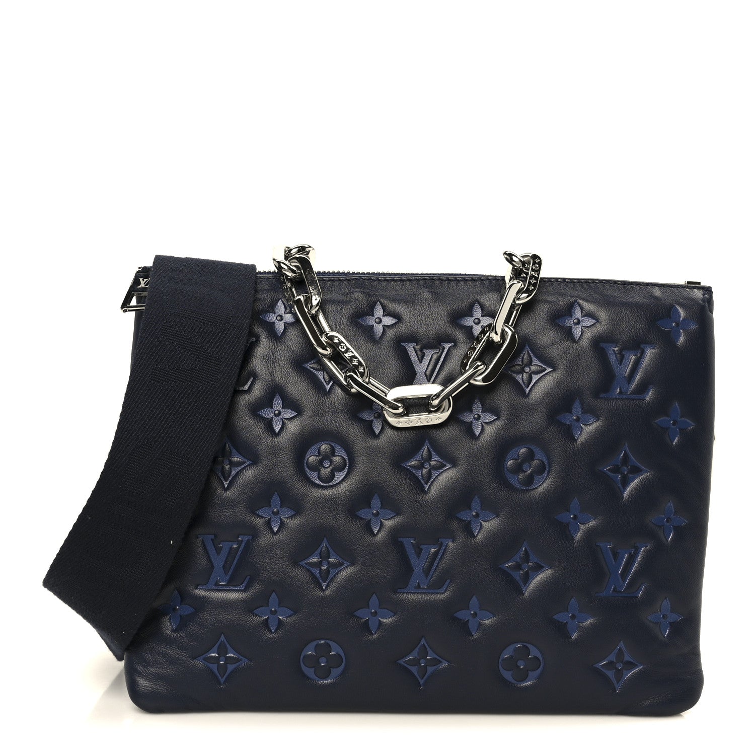 LOUIS VUITTON ネイビー クッション Louis Vuitton Lambskin Embossed Monogram Coussin PM Navy 1856493