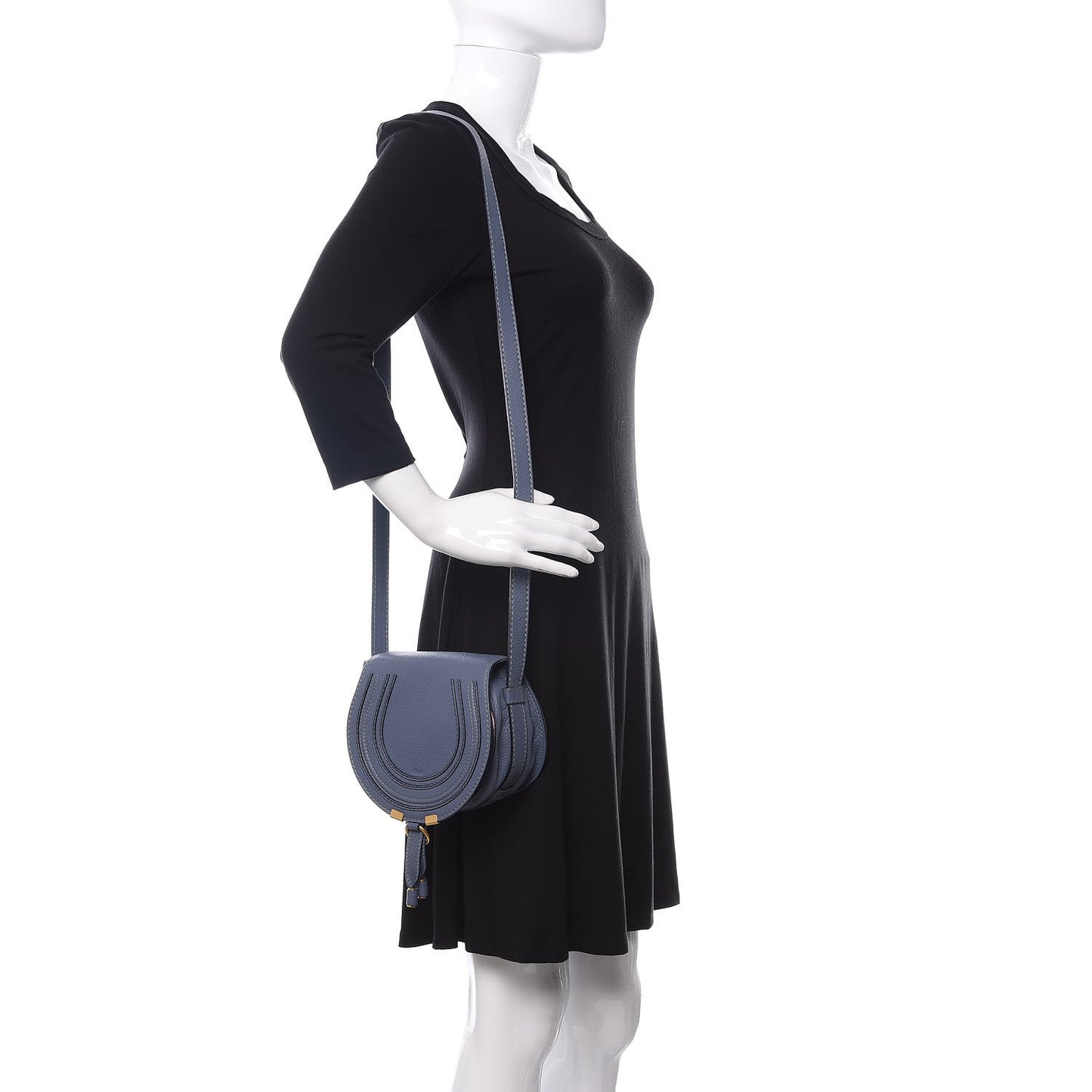Calfskin Mini Marcie Round Crossbody Bag Street Blue
