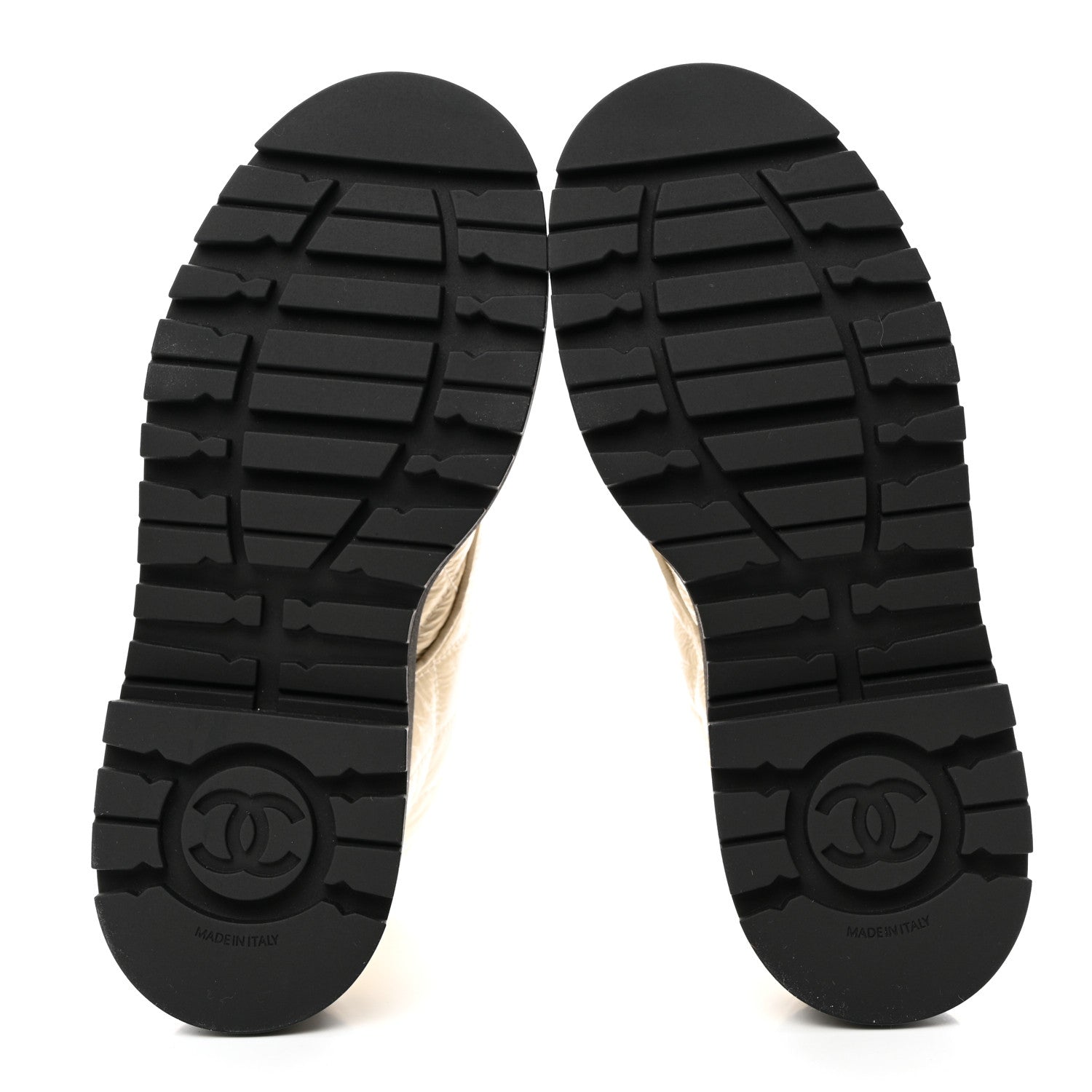 Chanel Crumpled Lambskin Quilted Platform Lace Up Combat Boots 38 Beige Black 5 of 8