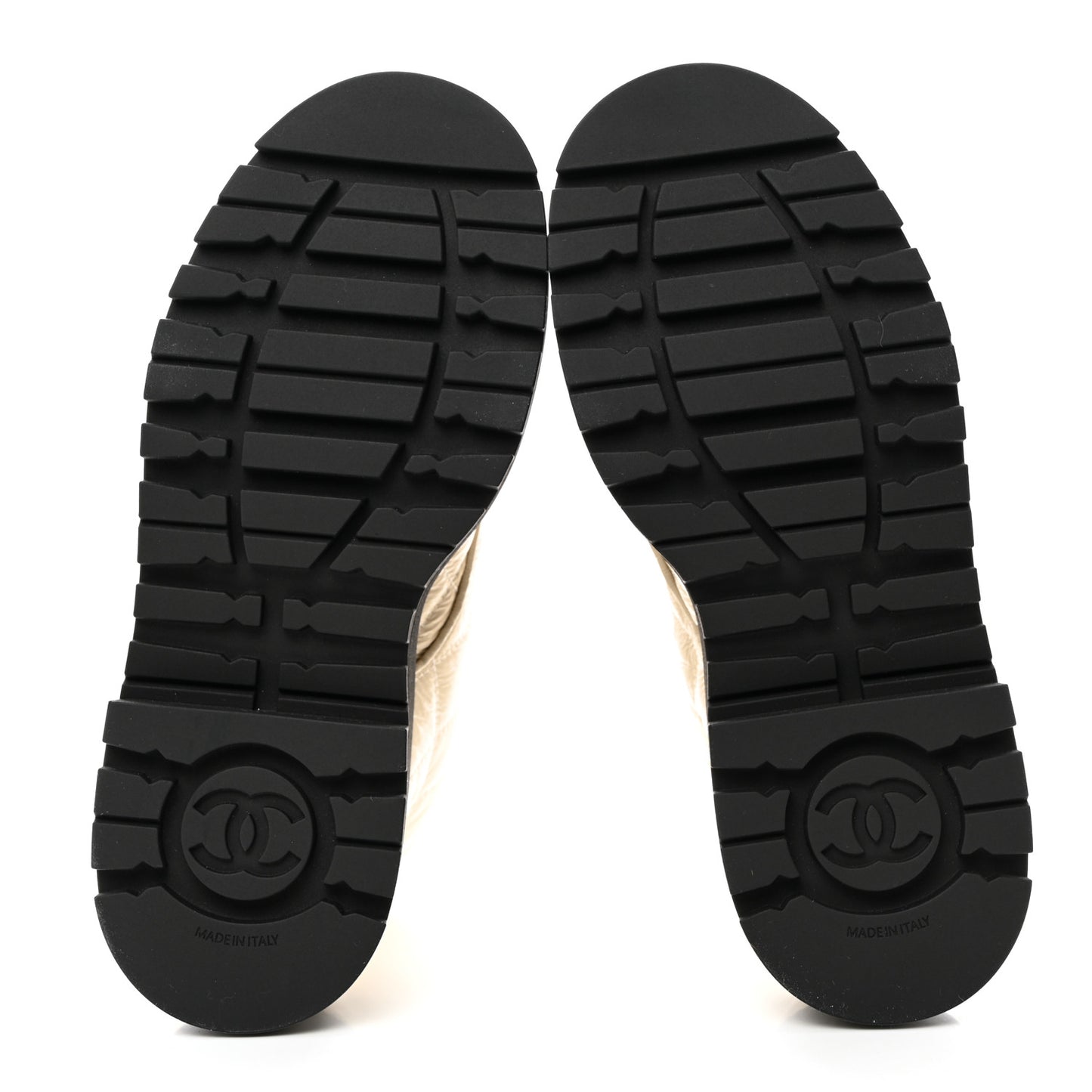 Crumpled Lambskin Quilted Platform Lace Up Combat Boots 38 Beige Black