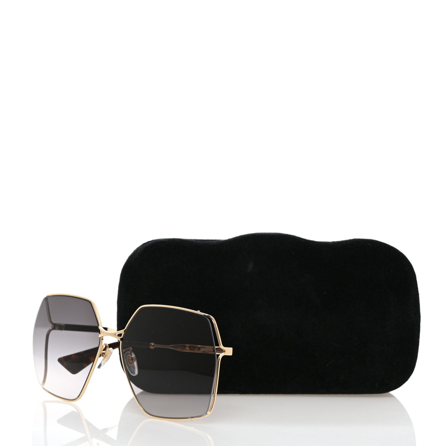 Metal Square Frame Sunglasses GG0817S Gold Grey