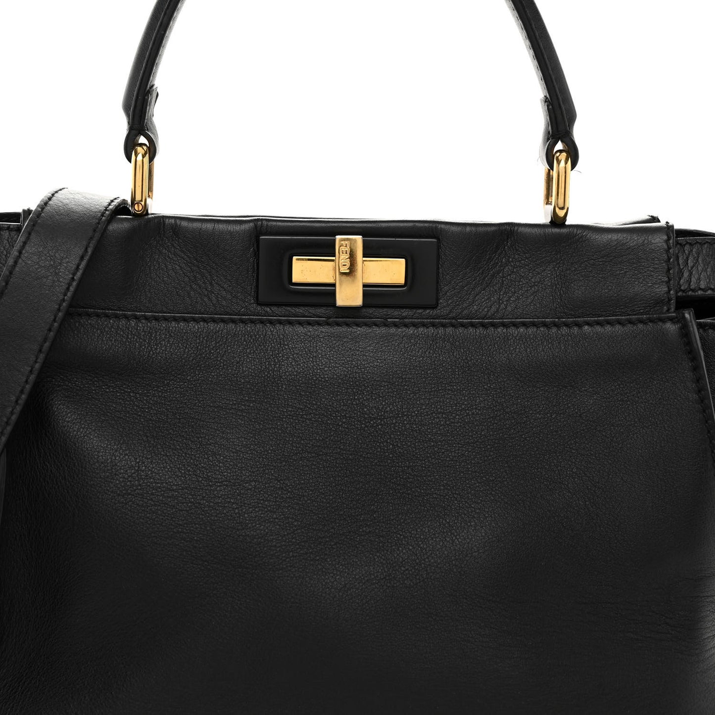 Vitello Seta Shiny Nappa Medium Peekaboo Iconic Satchel Black
