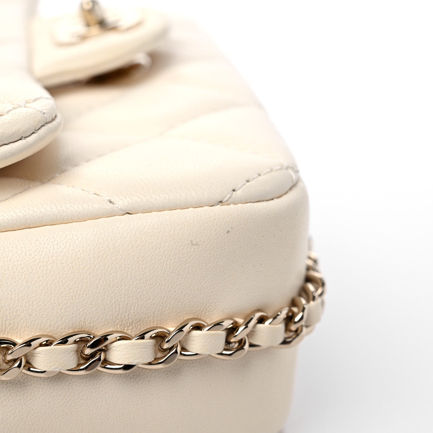 Lambskin Quilted Mini My Precious Flap White