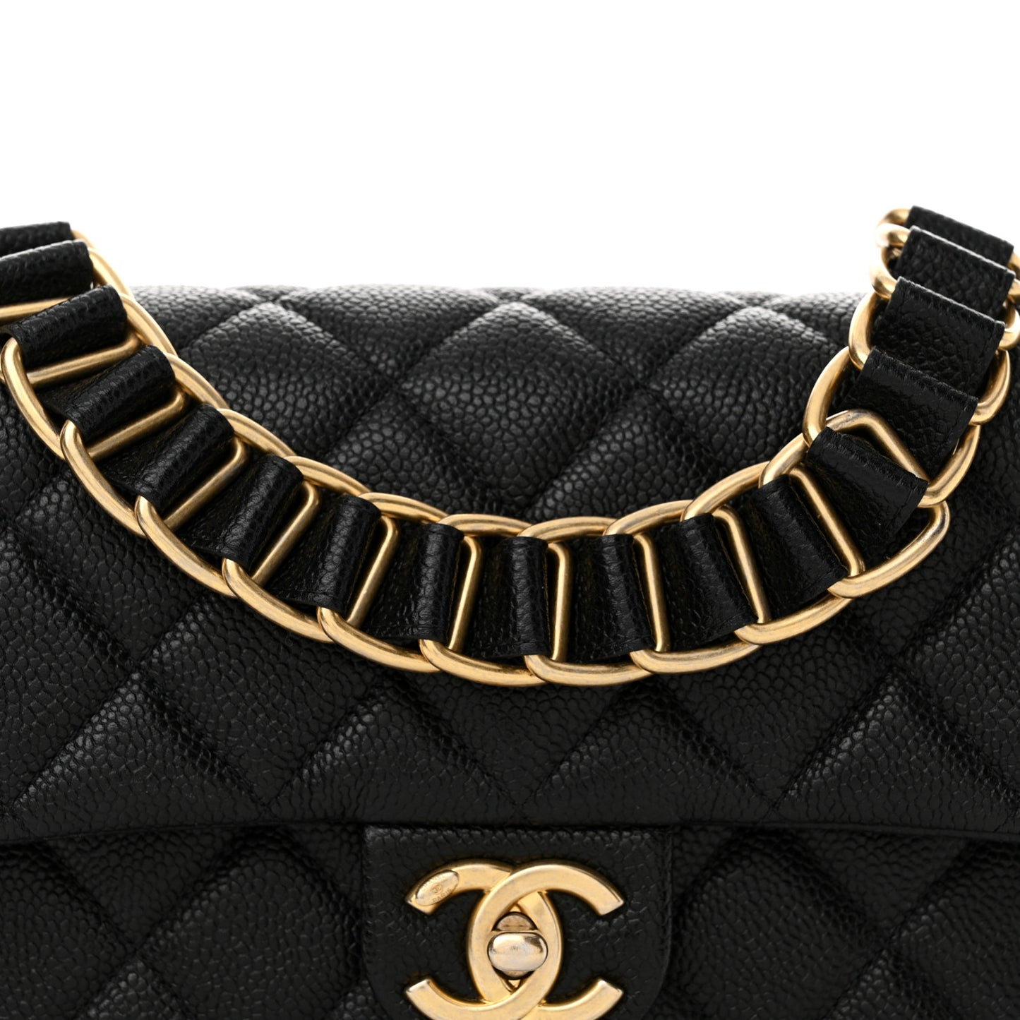 Caviar Quilted Chain Soul Flap Black