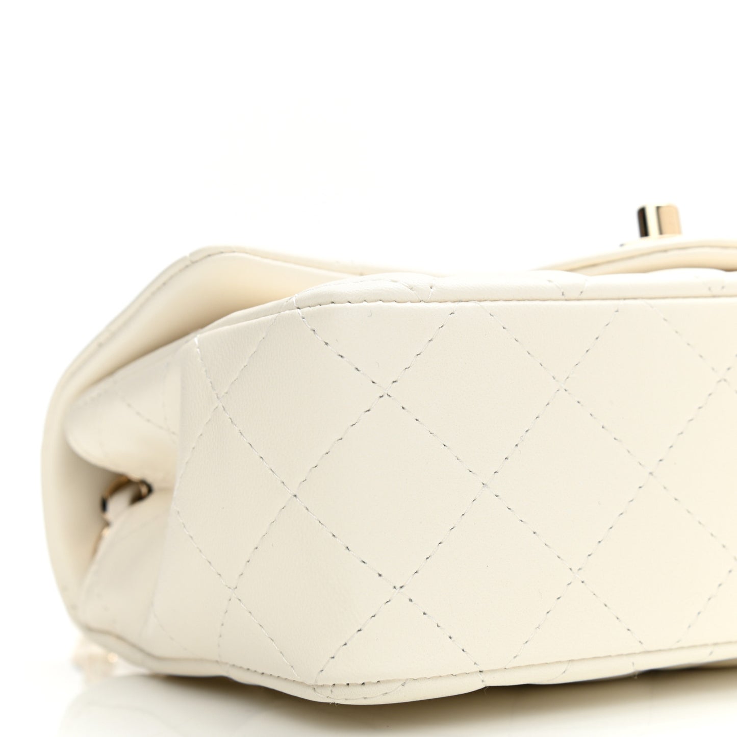 Lambskin Quilted Mini Rectangular Flap White