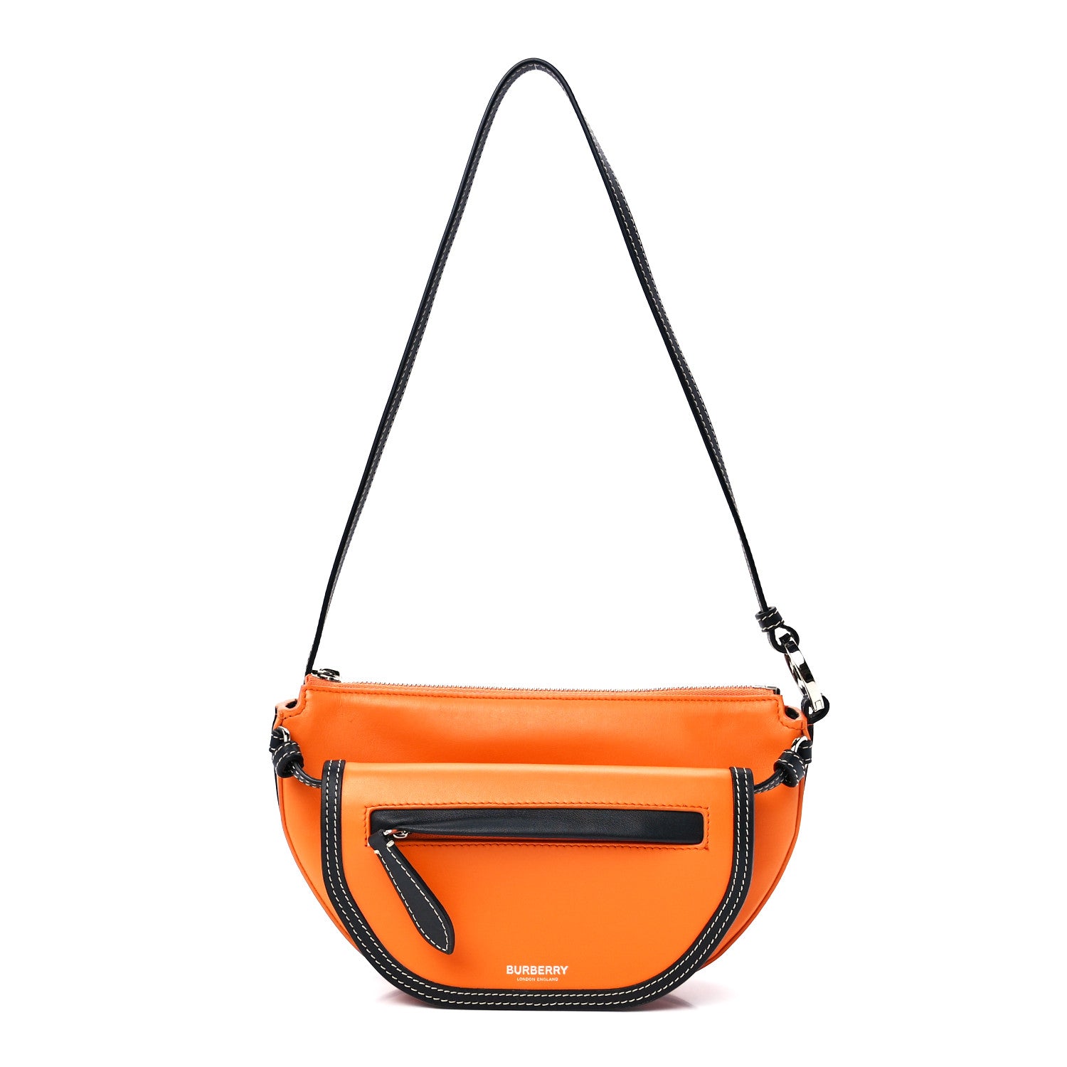 Burberry Smooth Calfskin Double Olympia Shoulder Bag Deep Orange 1 of 14