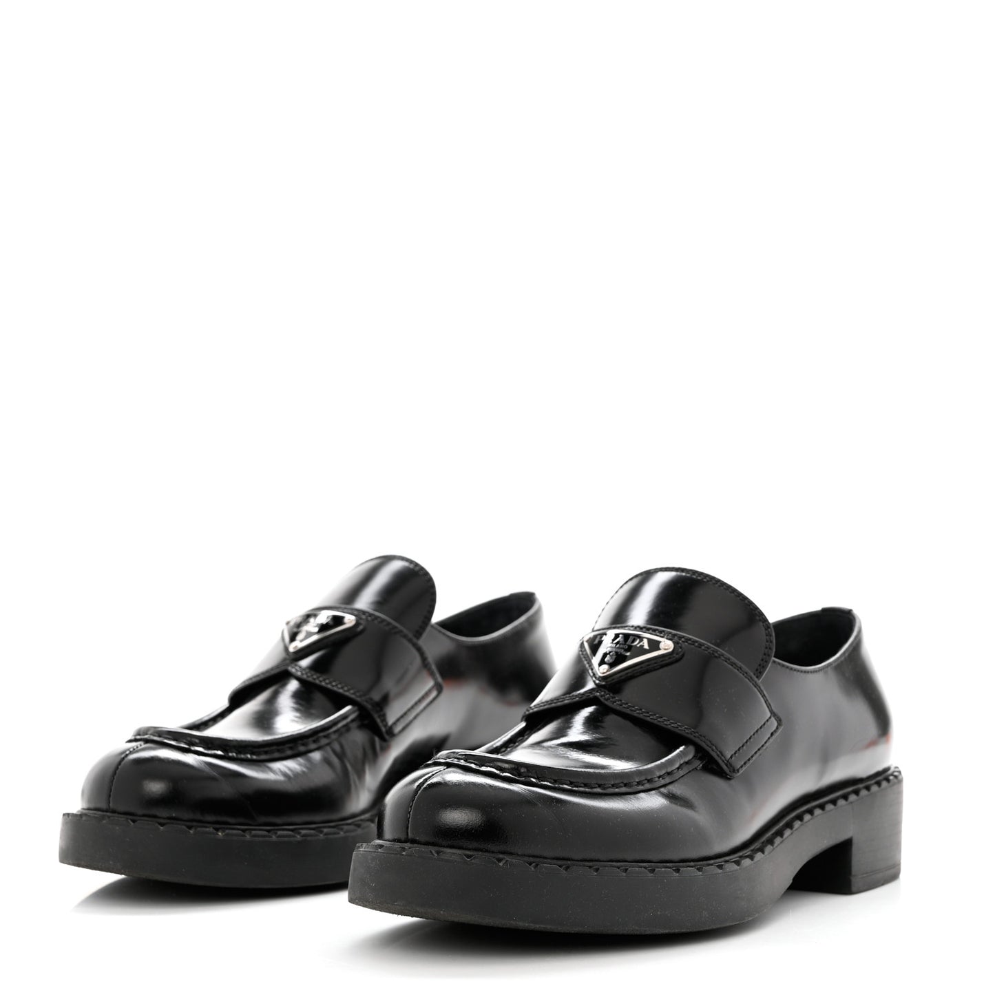 Spazzolato Metal Triangle Logo 50mm Loafers 40 Black