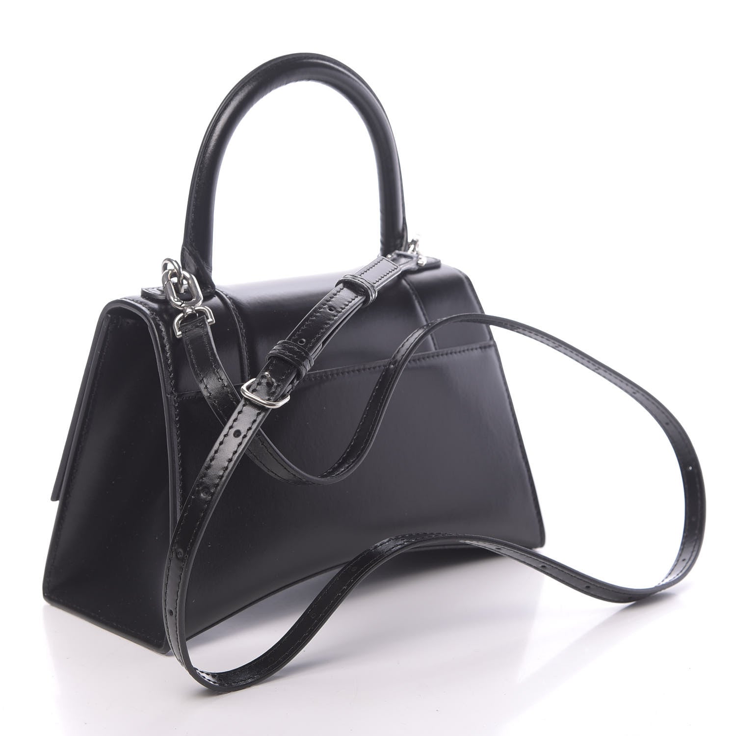 Balenciaga Shiny Box Calfskin Graffiti Logo Small Hourglass Top Handle Bag Black Silver 3 of 10