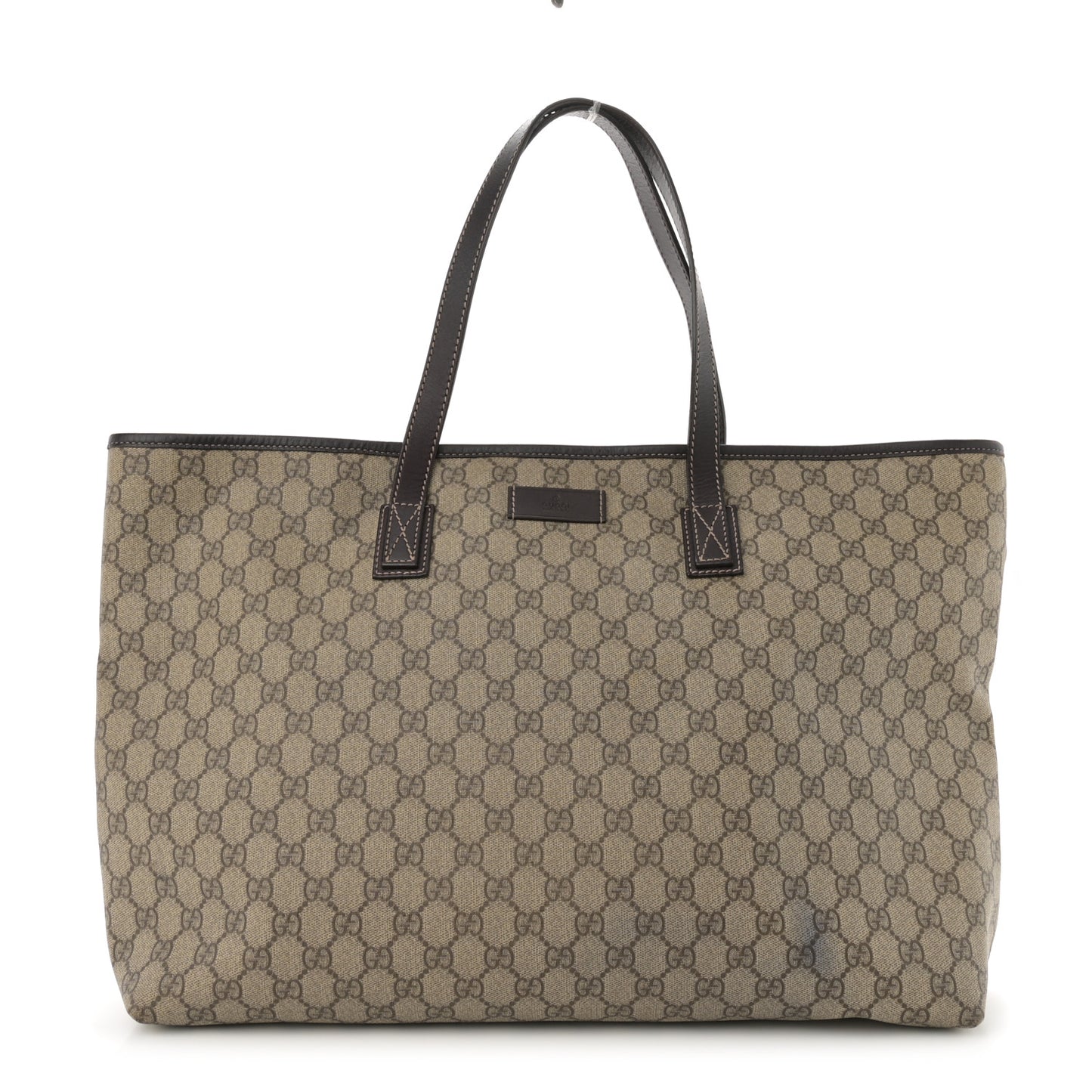 GG Supreme Monogram Large Zippered Shopping Tote Brown