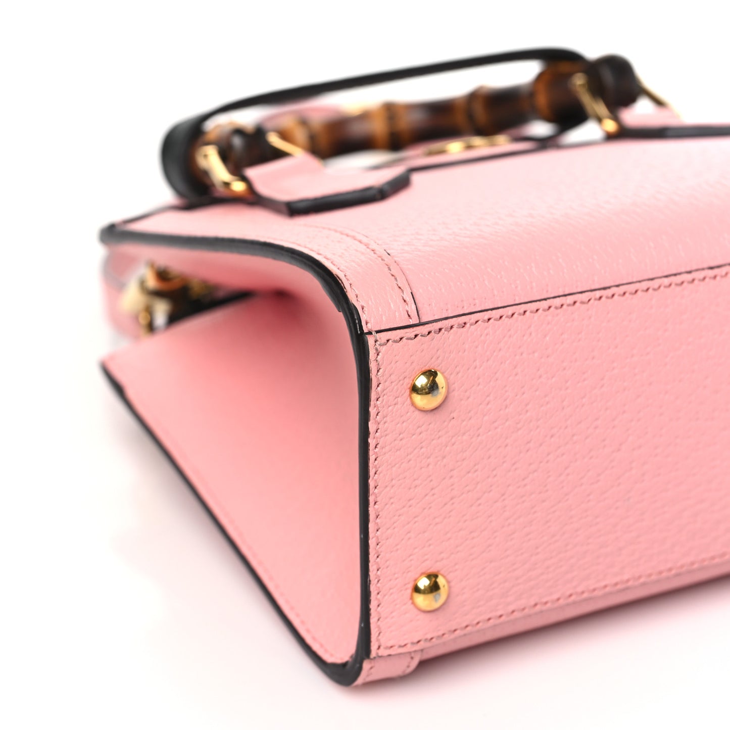 Textured Dollar Calfskin Web Mini Diana Tote Bag Wild Rose Black