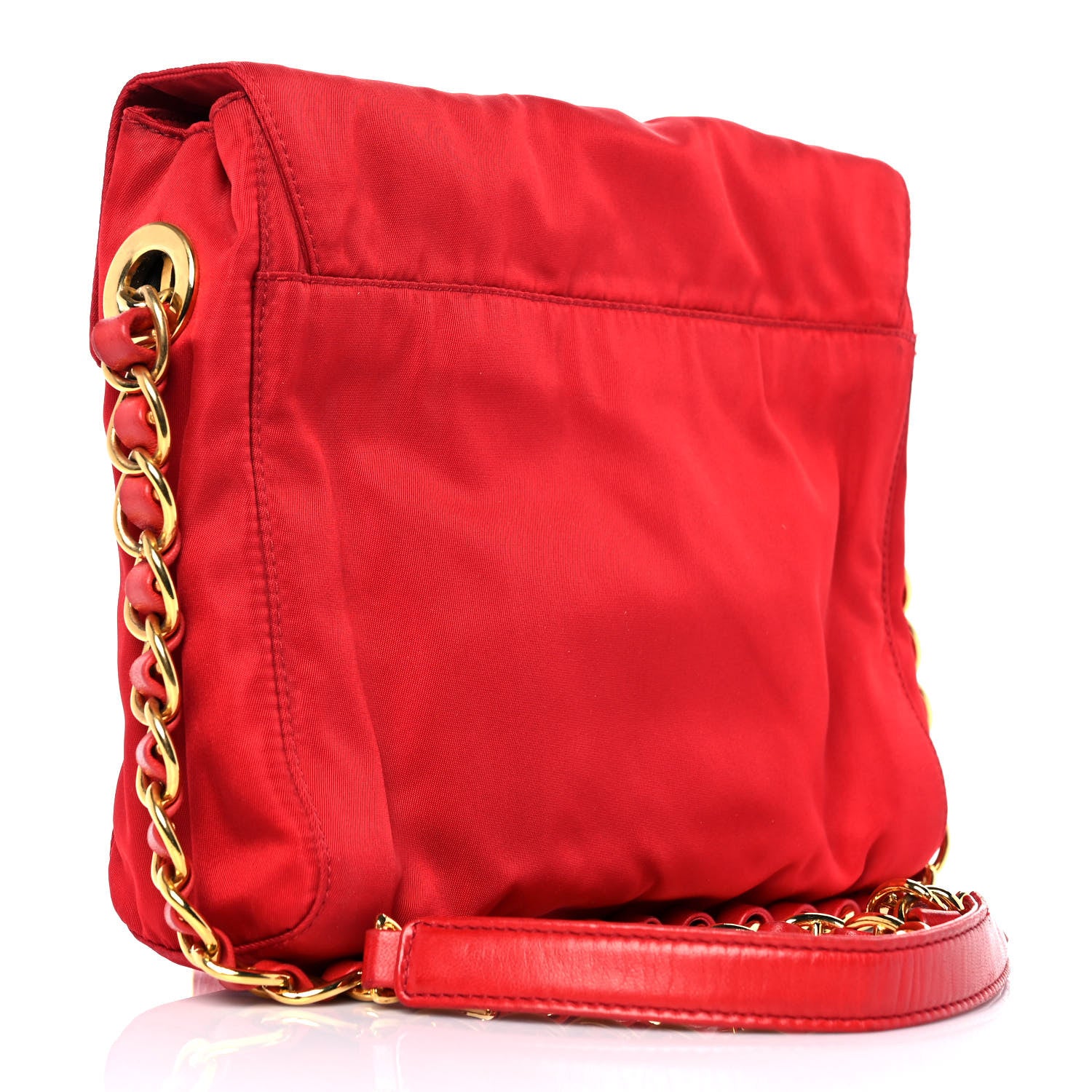 Prada Tessuto Nylon Chain Shoulder Bag Rosso 2 of 8