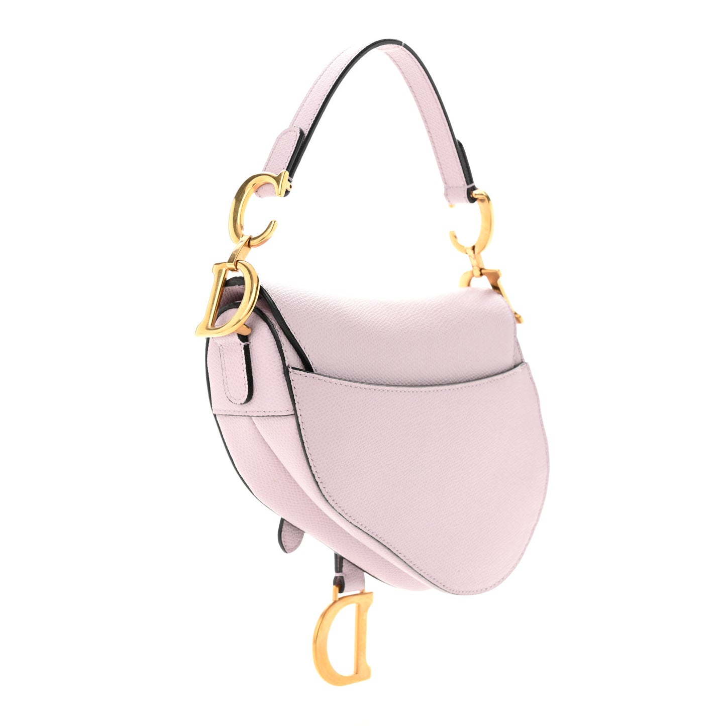 Grained Calfskin Mini Saddle Bag Light Pink