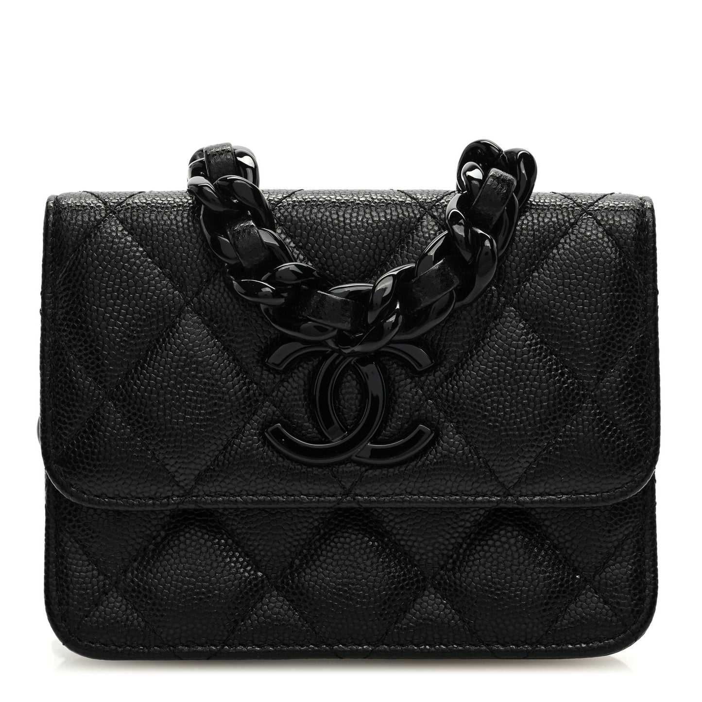 Caviar Quilted My Everything Belt Flap Card Holder Black