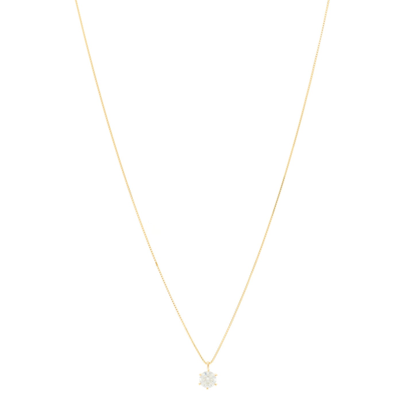18K Yellow Gold Diamond .42ct Solitaire Pendant Necklace
