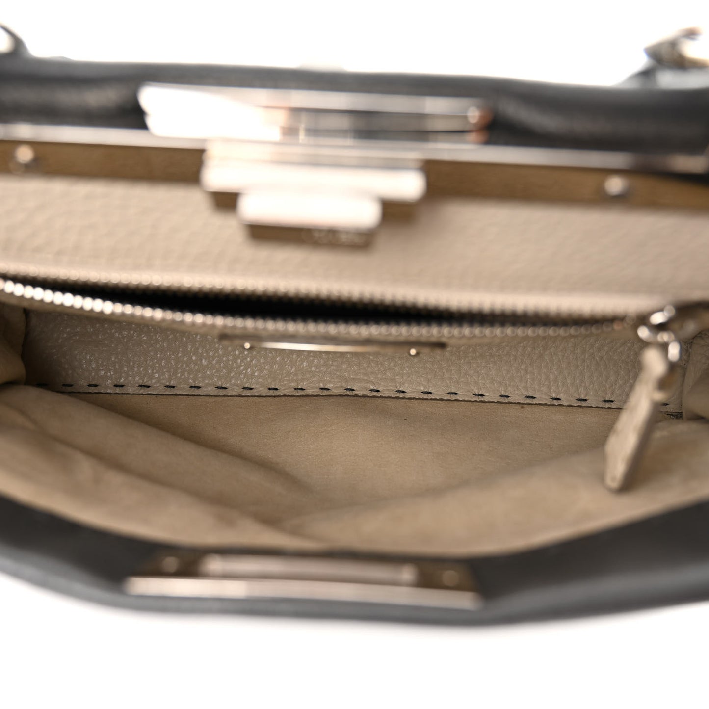 Cuoio Romano Selleria Bi-Color Medium Peekaboo Iconic Satchel Asfalto Latte