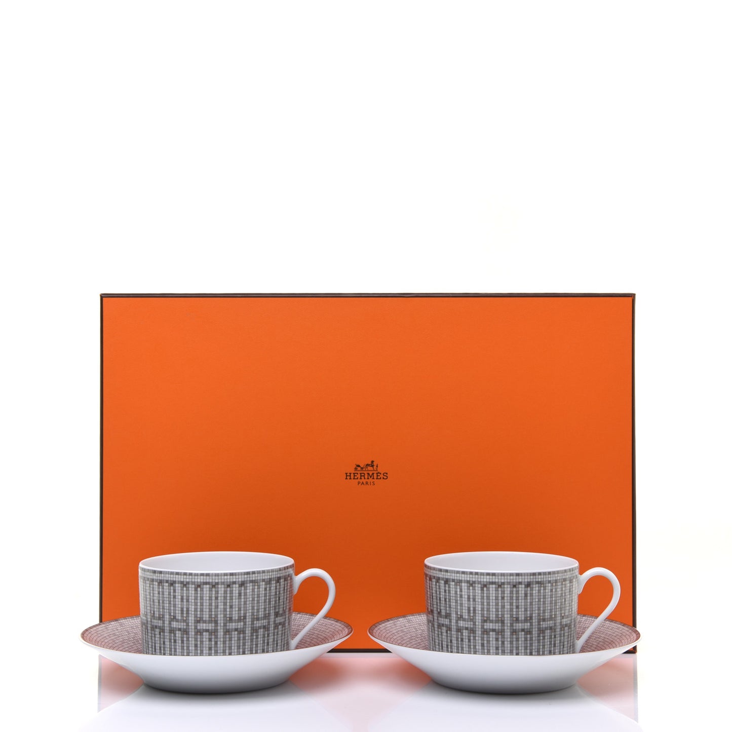 Porcelain Mosaique Au 24 Platine Tea Cup And Saucer Set Of 2 Platinum