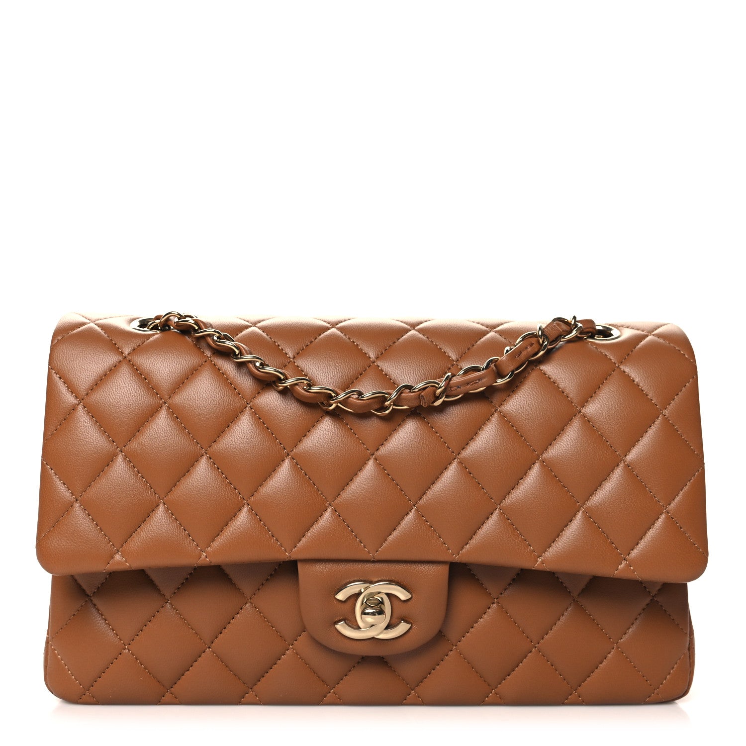 Chanel Lambskin Quilted Medium Double Flap Brown 1643194