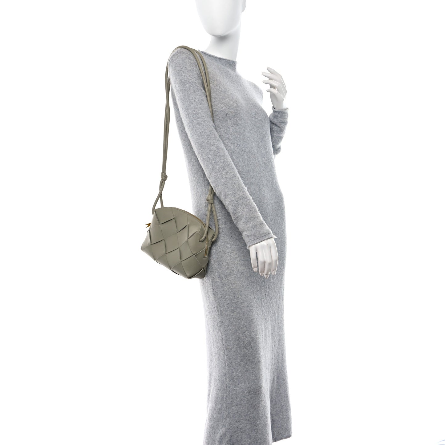 Lambskin Maxi Intreccio Small Cassette Camera Bag Travertine