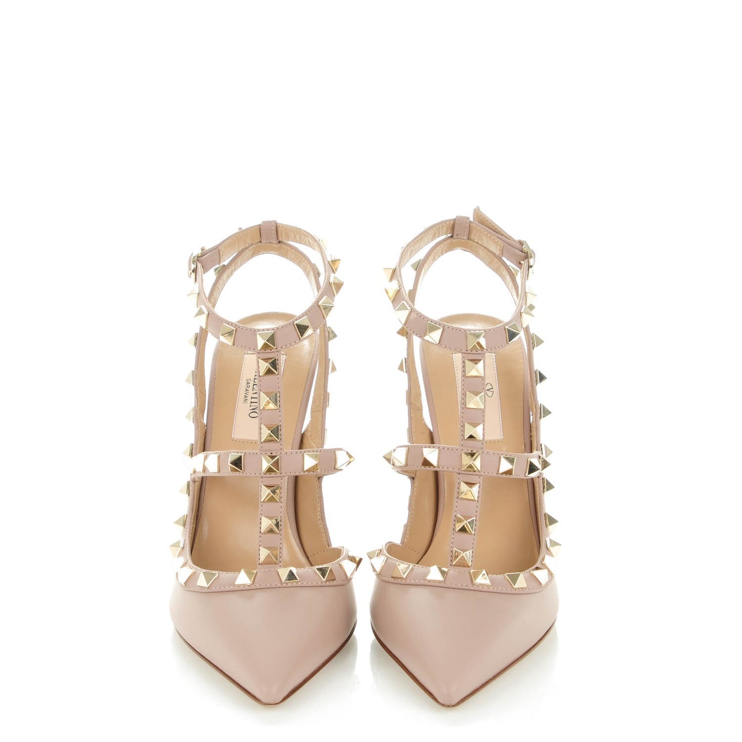 Nappa Rockstud Ankle Strap Pumps 37.5 Poudre