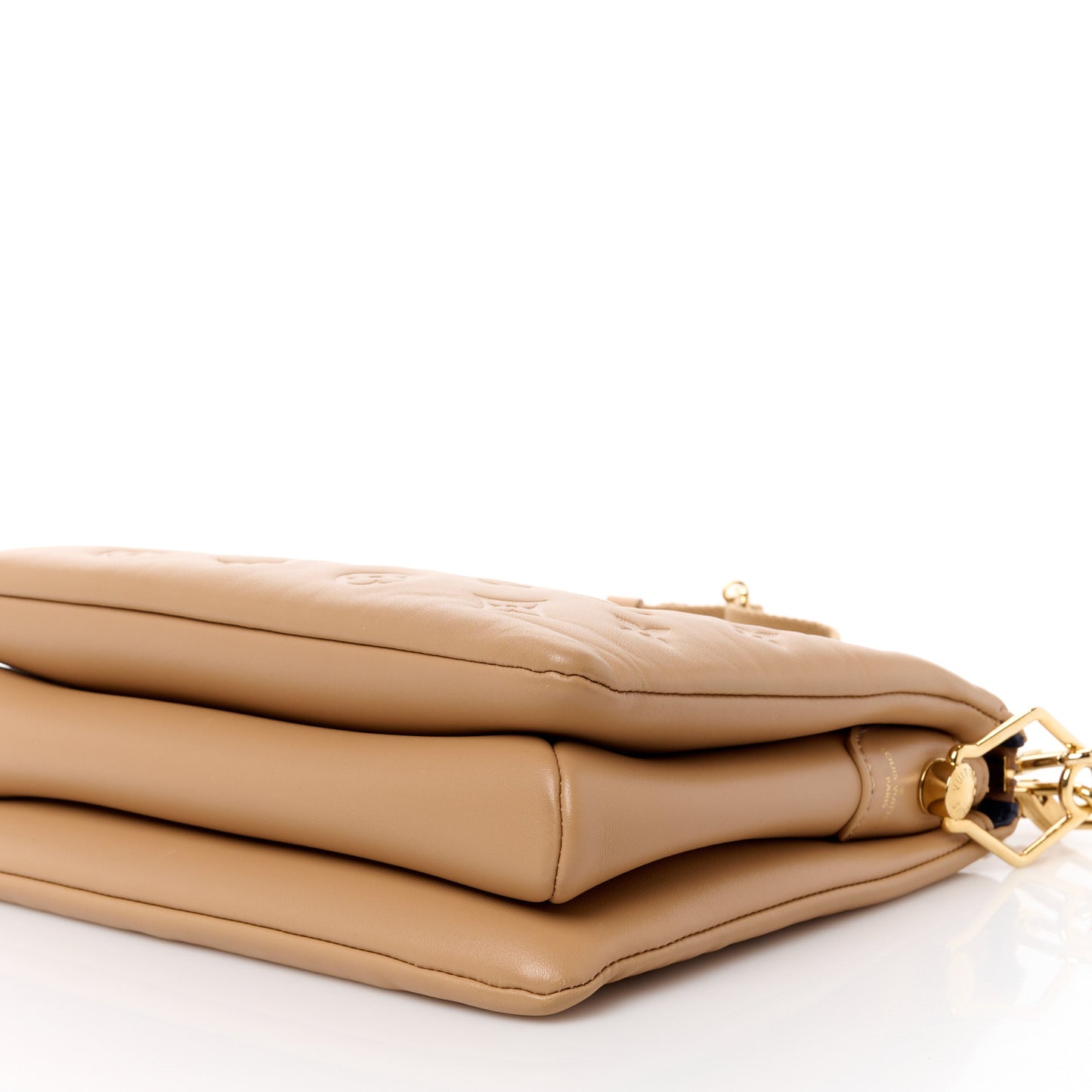 Lambskin Embossed Monogram Coussin PM Camel