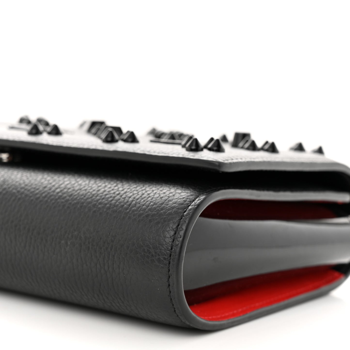 Calfskin Spikes Loubinthesky Paloma Clutch Black