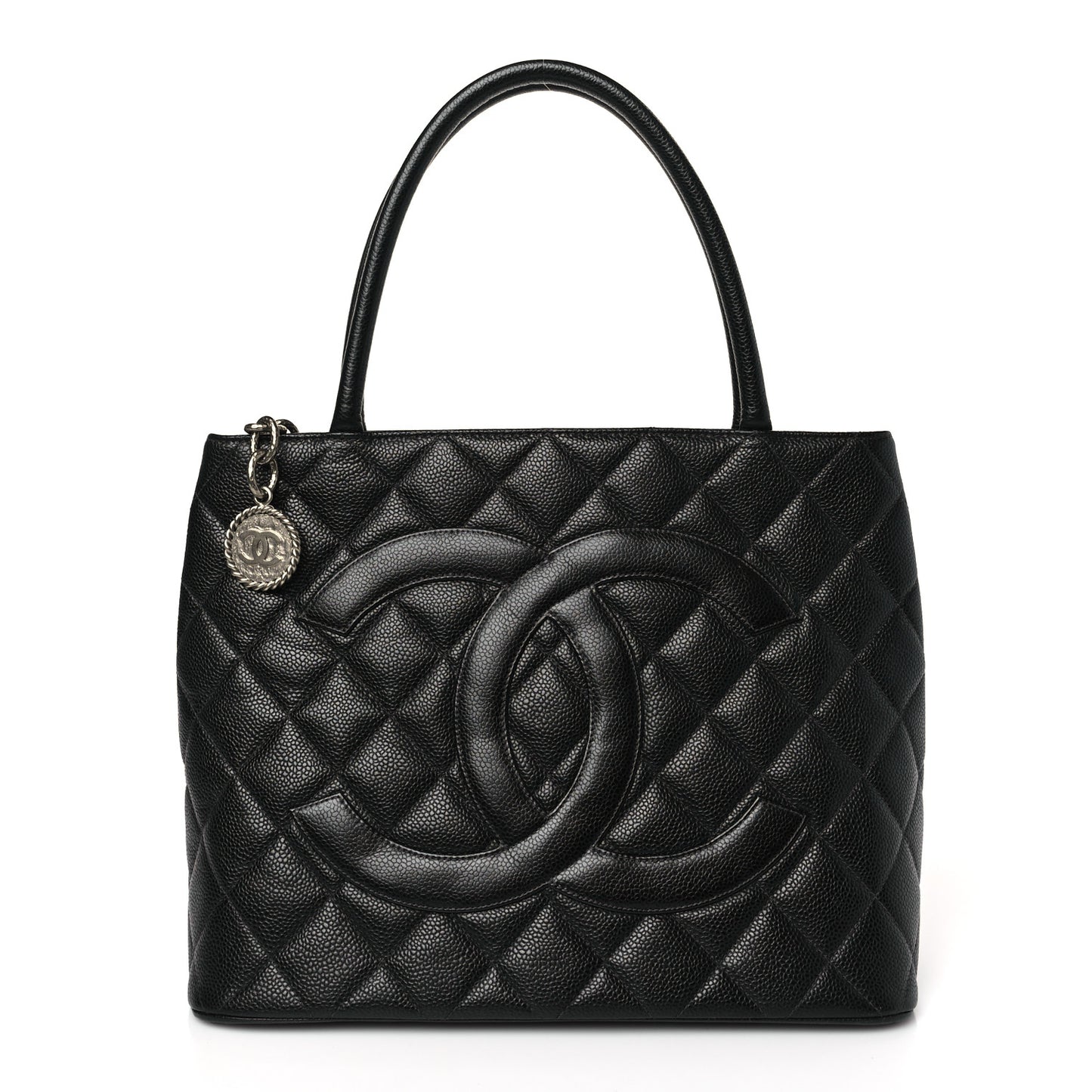 Caviar Quilted Medallion Tote Black