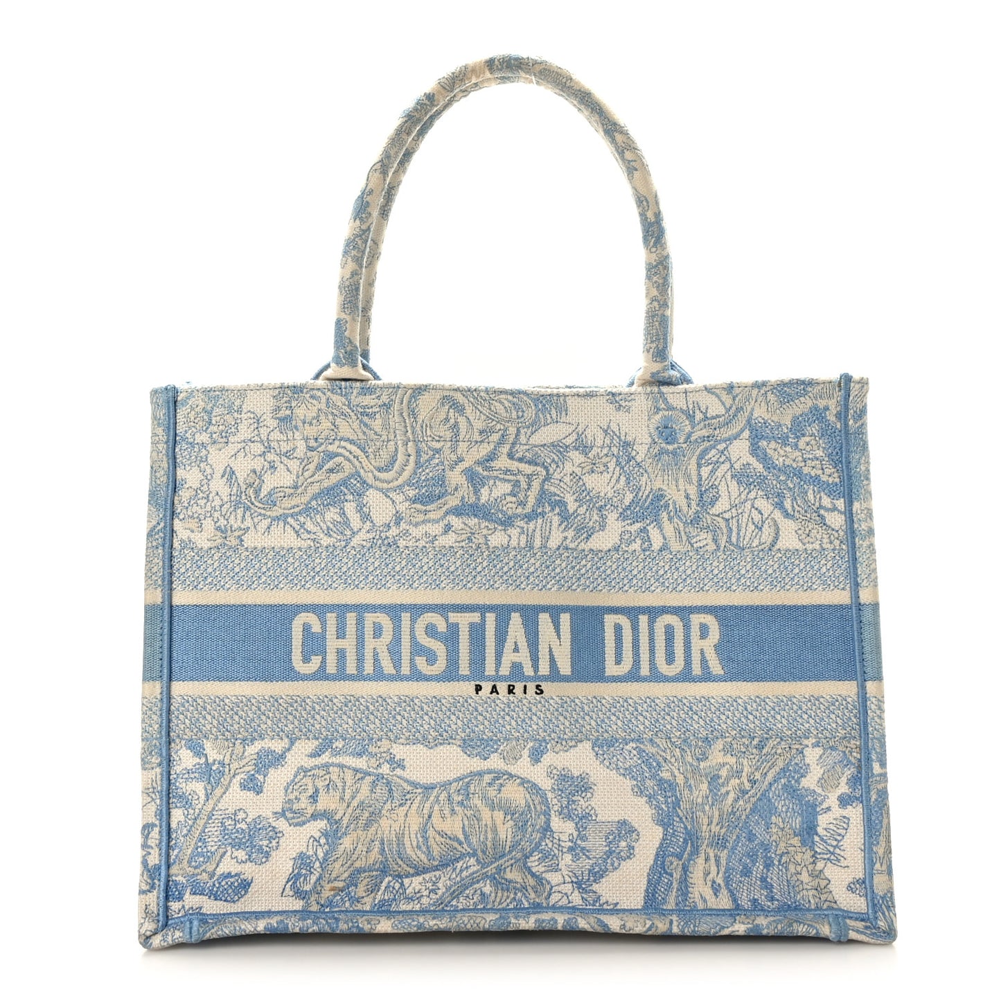 Canvas Embroidered Medium Dioriviera Toile De Jouy Book Tote Light Blue