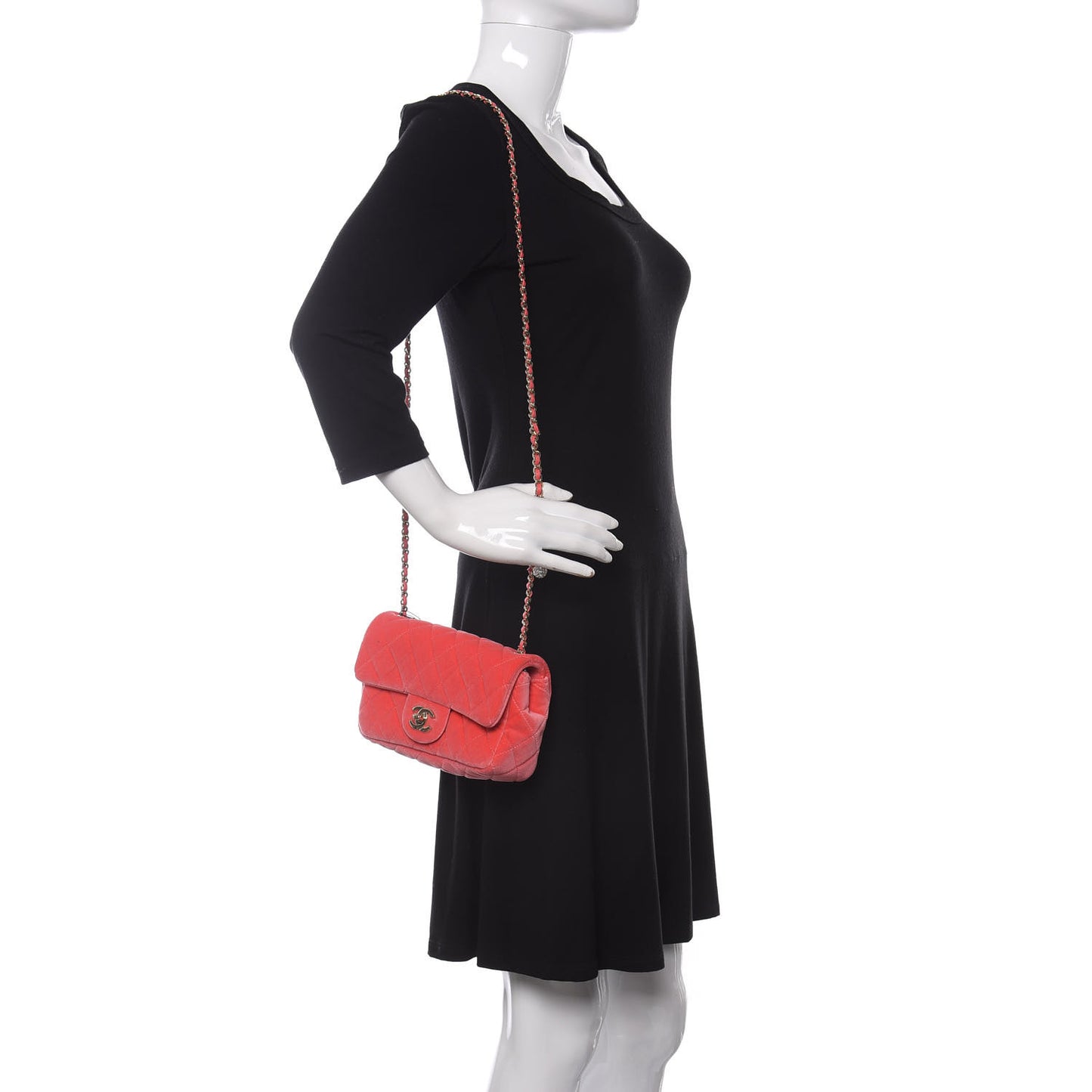 Velvet Quilted Mini Rectangular Pearl Crush Flap Coral