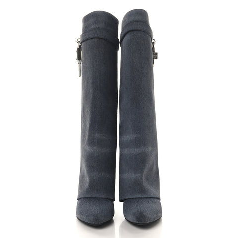 Washed Denim Shark Lock Pant Boots 38 Black