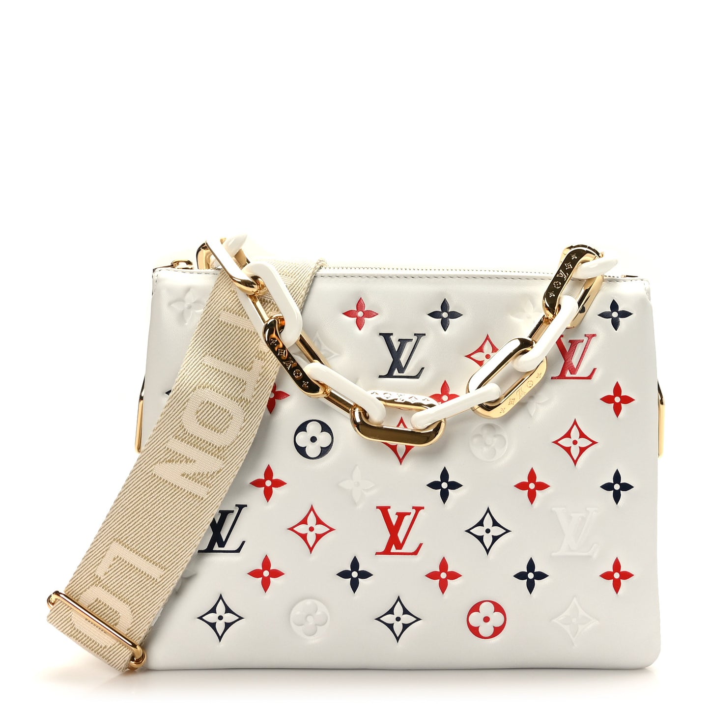 Lambskin Embossed Monogram LV H32 PM White