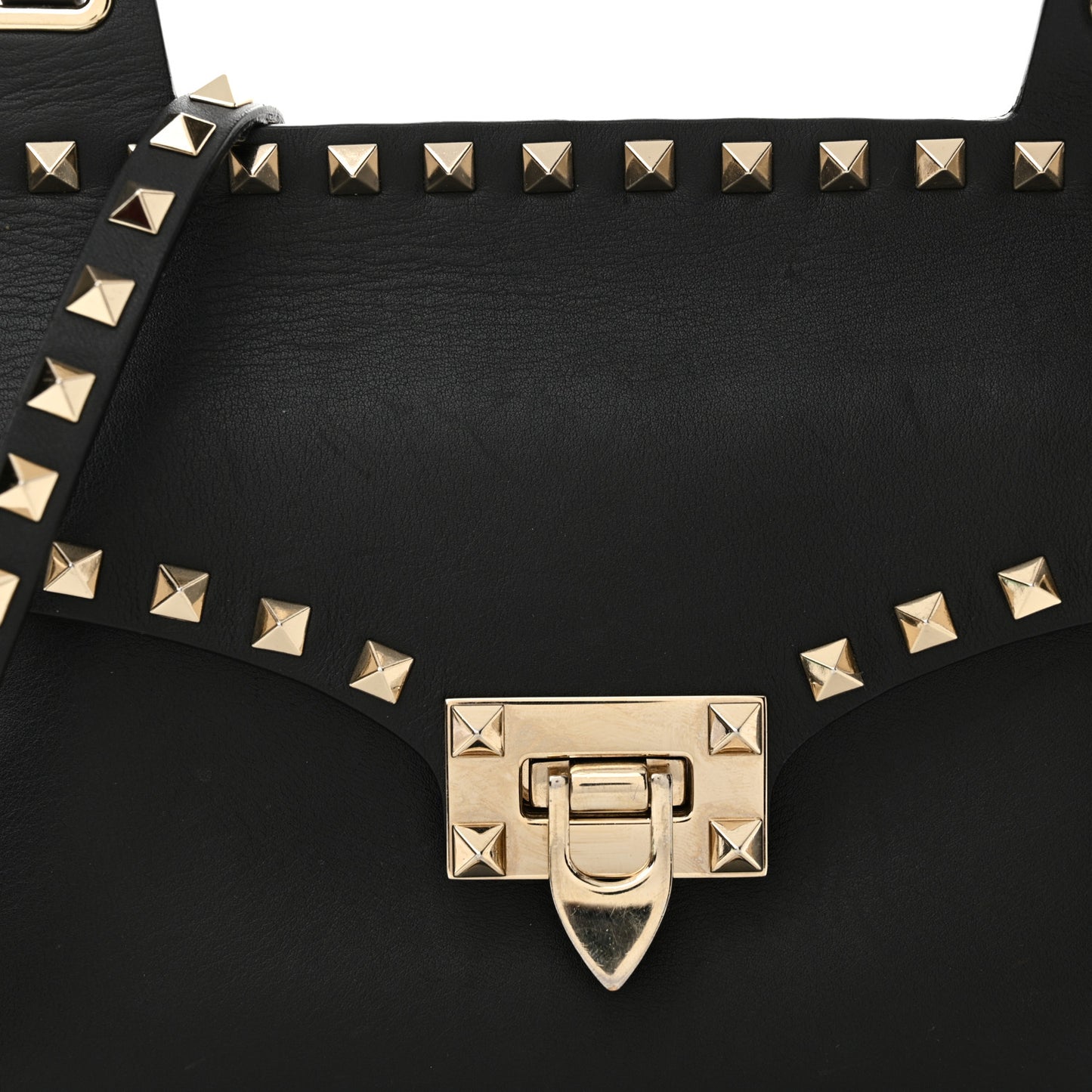 Calfskin Rockstud Crossbody Messenger Bag Black
