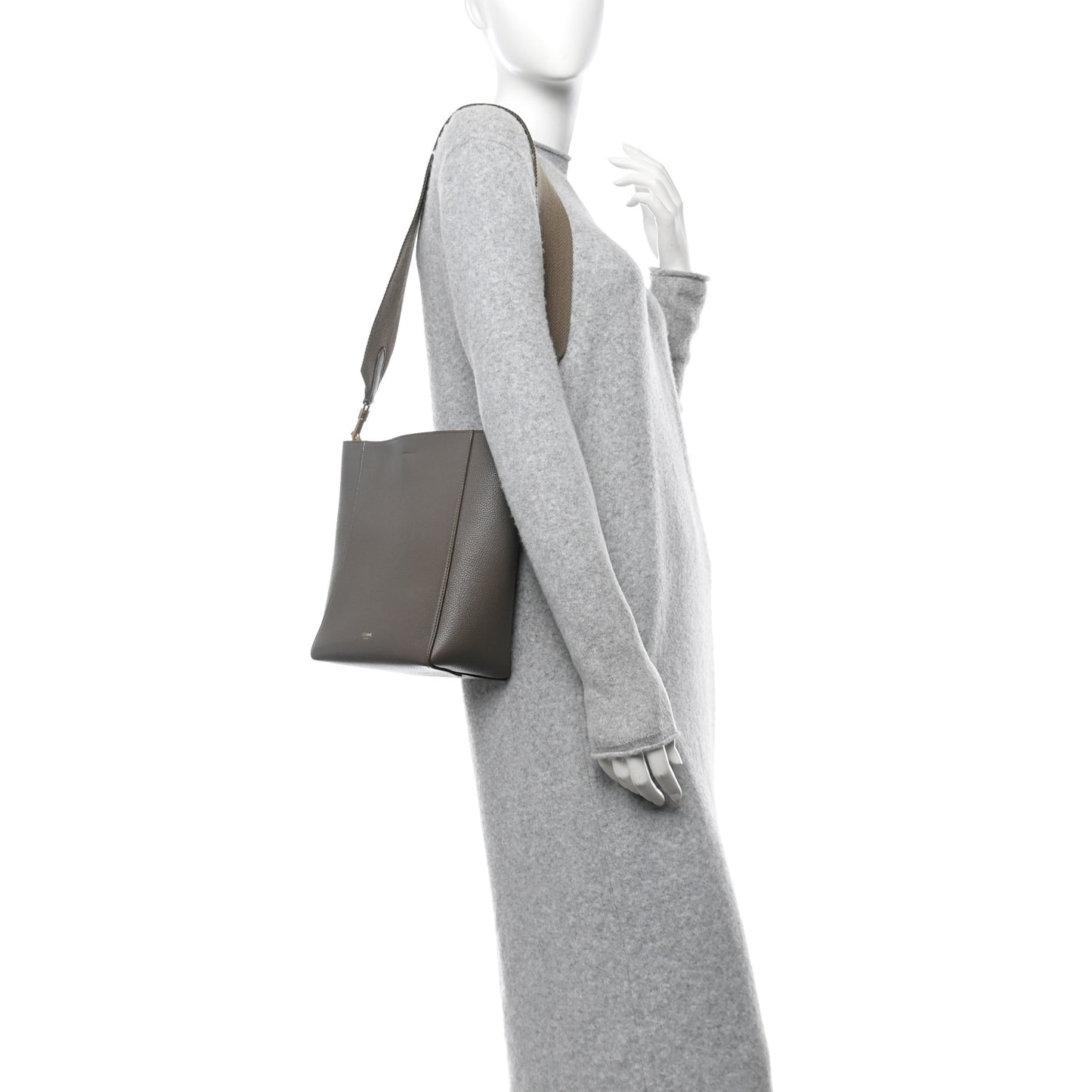 Soft Grained Calfskin Small Sangle Bucket Bag Taupe