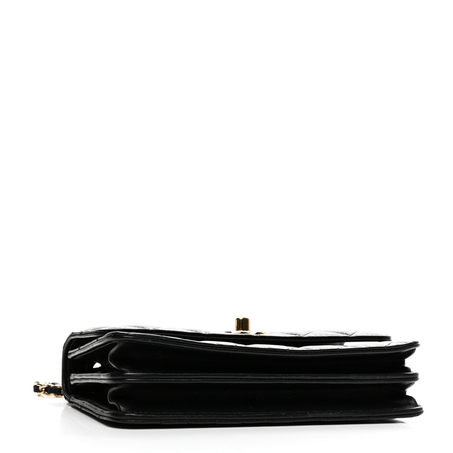 Lambskin Quilted Trendy CC Dual Handle Clutch With Chain Black