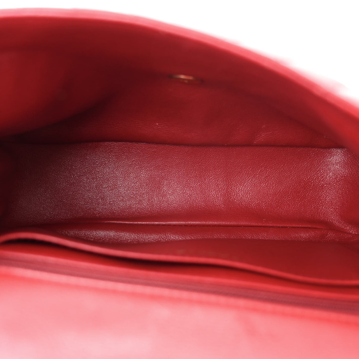 Lambskin Reverse Chevron Quilted Round Top Handle Flap Red