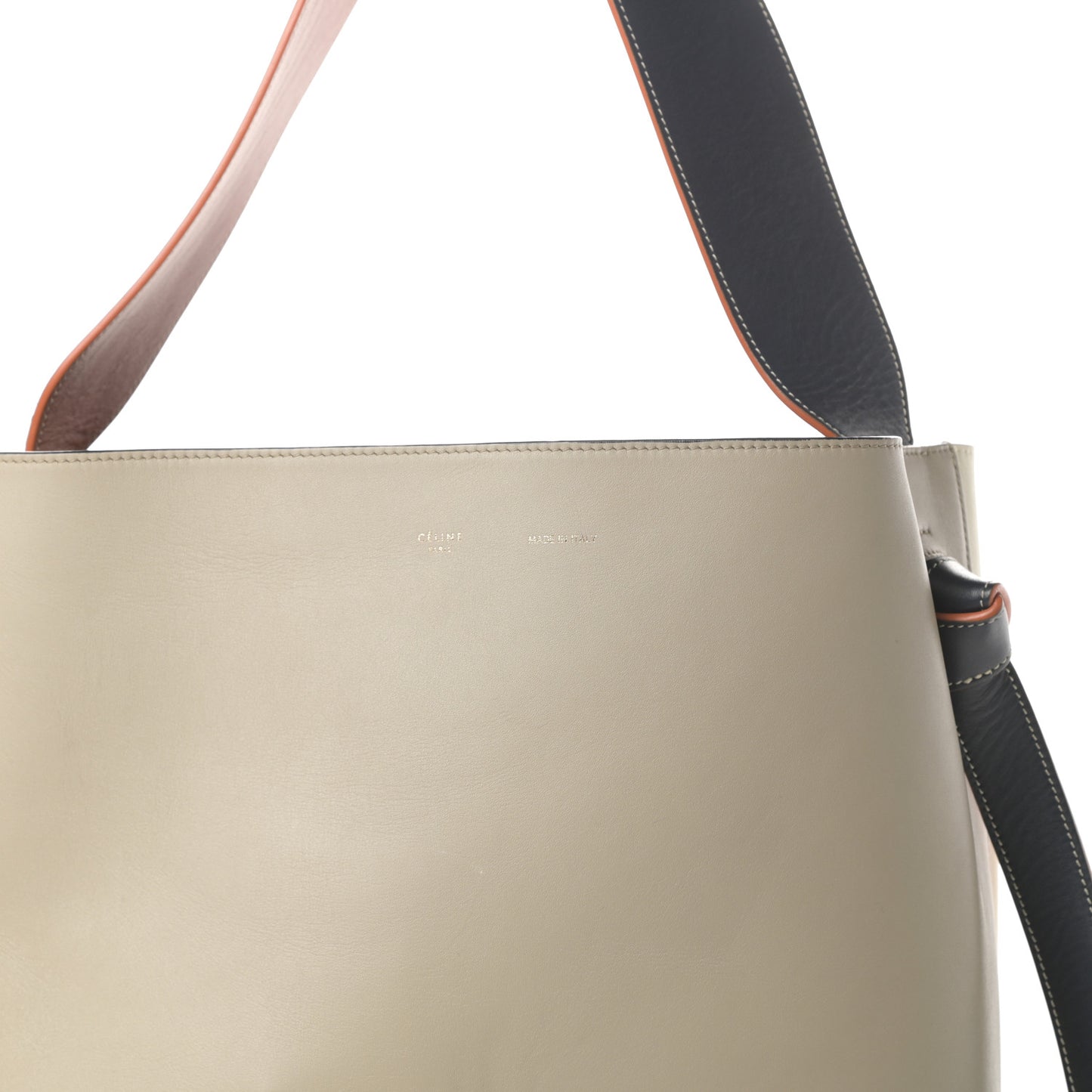 Shiny Smooth Calfskin Small Twisted Cabas Beige White
