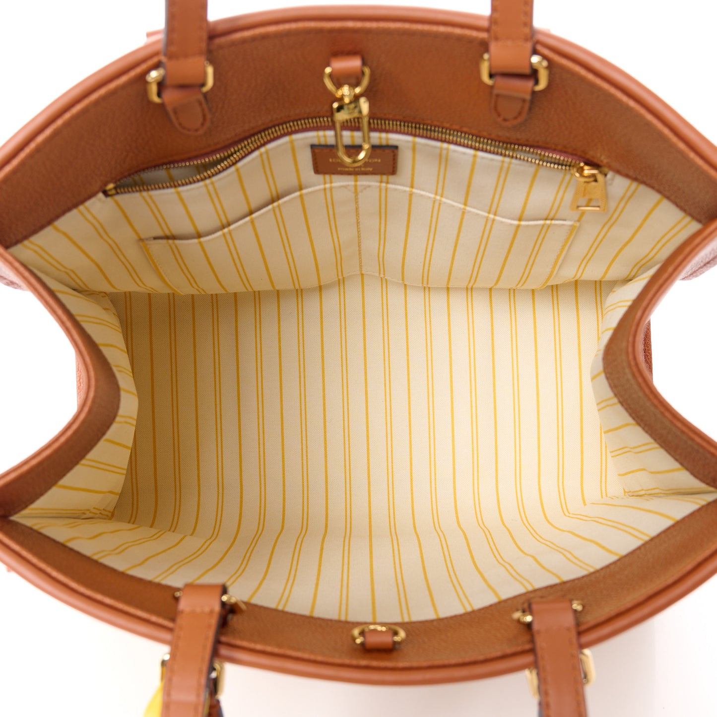 Raffia Calfskin Monogram Giant Onthego MM Tan