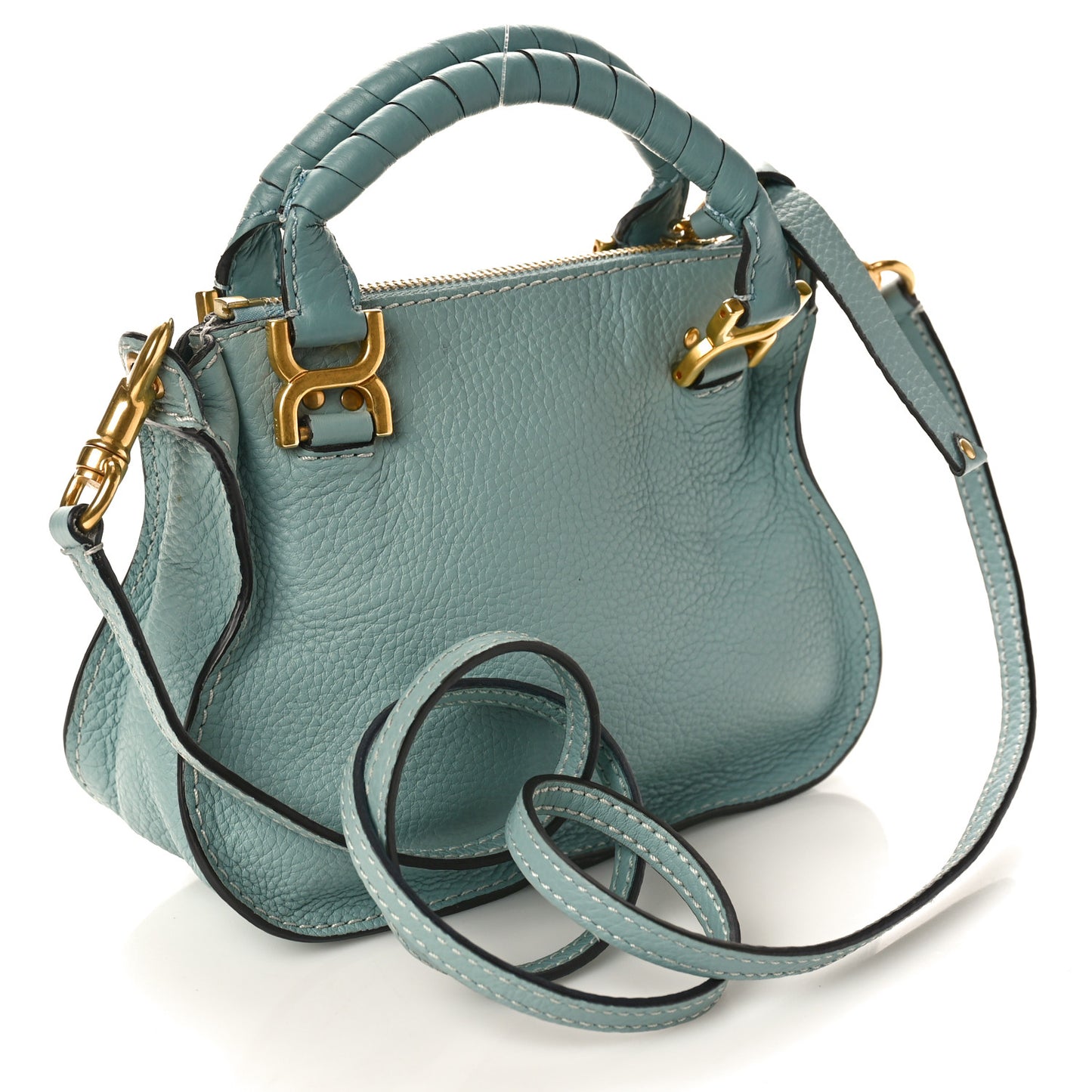 Calfskin Small Marcie Satchel Mint Blue