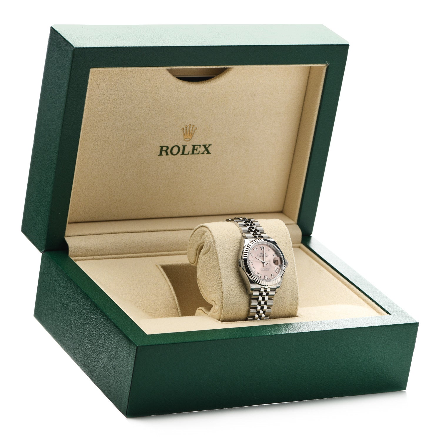 Rolex Stainless Steel 18K White Gold 28mm Oyster Perpetual Datejust Watch Pink Roman 279174 5 of 5