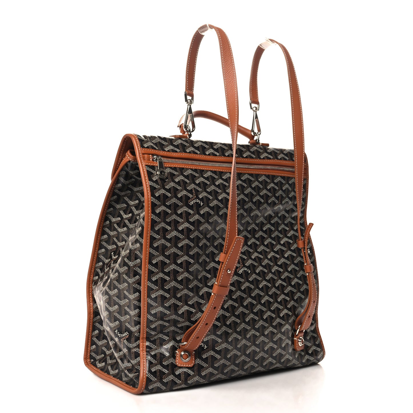 Goyardine Saint Leger Soft Briefcase Backpack Black Gold